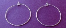 100 SILVER Plated HOOPS ~ Ear Wires or WINE Glass RINGS for CHARMS 1" ~ 25mm