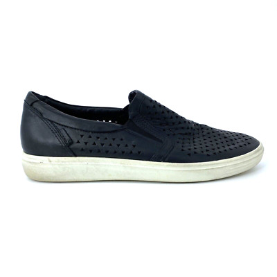 Mens 8-8.5 42 Ecco Collin 2.0 Black Leather Perforated Slip  display picture 1