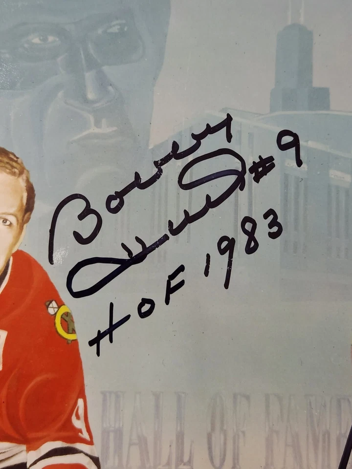 Foto firmada por Bobby Hull Stan Mikita JSA 8x10 Blackhawks Salón de la fama 1983 autógrafo automático Foto 2 de 4