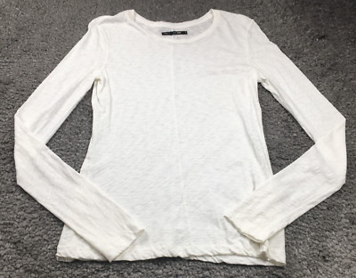 Lot of 2 Rag & Bone Womens Tops Size L White Round Neck Long Sleeves Cotton