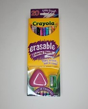 Crayola  Erasable Colored Pencils 20 Pencils Sharpener Large Eraser 2003