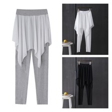 Lady Chiffon Cotton Blend Patchwork Pants Dance Practice Wear Leggings Skirt