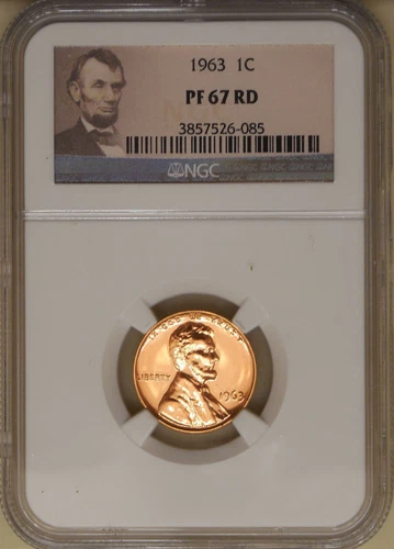 1963 NGC PF-67-RD proof Lincoln cent red superb gem no toning Portrait holder