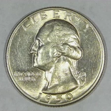 ***VINTAGE AMERICAN SILVER COIN***1950 D  Washington Quarter BU Y683