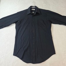 Pierre Cardin Mens Dress Shirt Black Long Sleeve Button Down Size 15 32/33 Solid