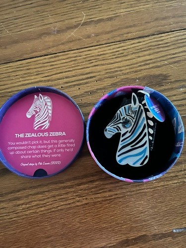 Erstwilder x Peter Cromer The Zealous Zebra Resin Brooch Pin-NWT 2022