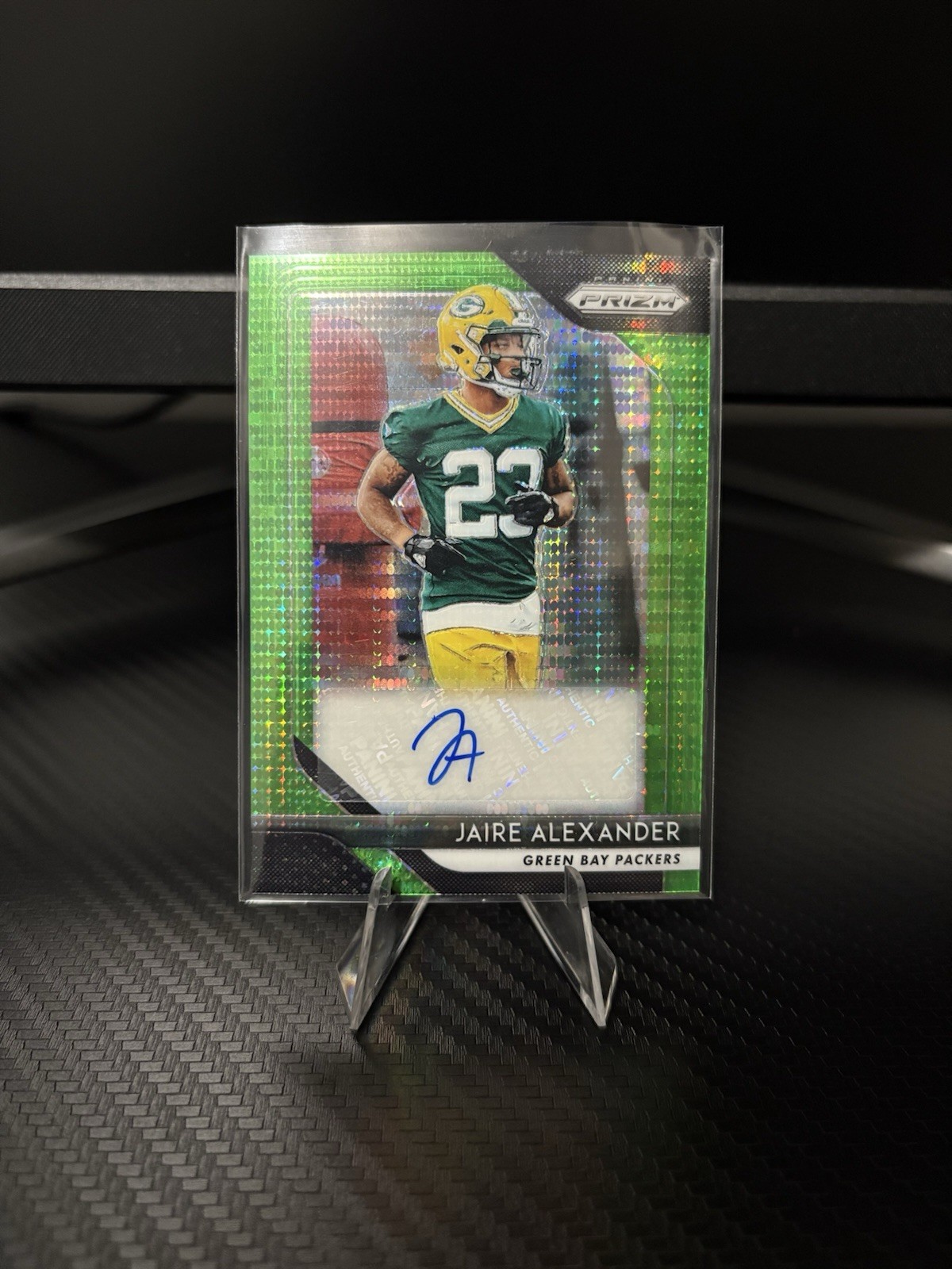 2018 Panini Prizm - Rookie Autographs Jaire Alexander #RA-JAI Neon Green Pulsar