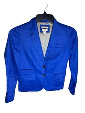 J. Crew Schoolboy Women s Royal Blue Blazer Jacket 100 Linen Size 2