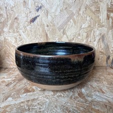 Winchcombe Studio Pottery Tenmoku Glaze Large Salad Fruit Bowl Serving 25x13cm
