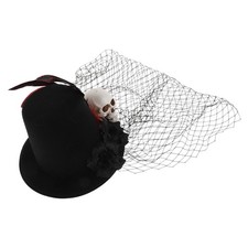 Small Top Fascinator Hat: Black Veil Hair Clip With And Mesh Veil