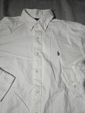 Ralph Lauren Shirt Mens 16.5/34-35 White Classic Flesh Pony Button Preppy Oxford