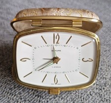 Vintage EUROPA, German Folding Travel Alarm Clock, circa 1930's, Tapestry Case.