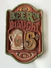 Vintage Beer On Draught 5 Cents Bar Sign Chalkware 18.5”x11.5” Man Cave Den