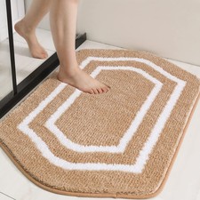 Extra Thick Bath Rug AntiSlip Soft Plush Polyester Absorbent Beige 17x27