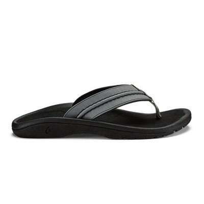 Olukai Hokua Men's Flip Flops, Rock/Black, M10