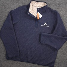 Marine Layer Reversible Corbet Pullover Womens XL Navy/Oat Quilted 1/4 Snap NEW