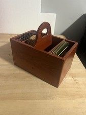 Wooden Coaster Holder Set. With 3 Sets Of Coasters