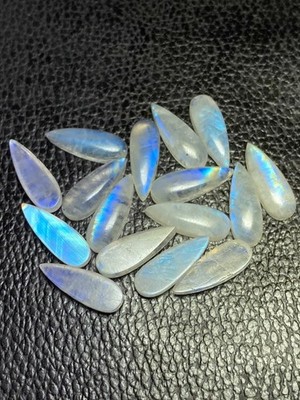 7x14mm Rainbow Moonstone Natural Long Pear Cabochon Loose Gemstone