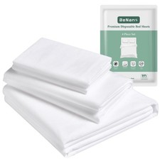  2 Pack 4 PCS Disposable Bedding Set for Travel, Disposable Flat Sheet, Quil...