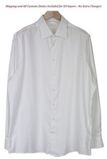 SUITSUPPLY Traveller Men's Formal Shirt 45/17 3/4 Slim White Cotton Long Sleeve