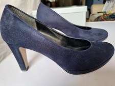 Gabor women's navy blue suede court shoes. High heel, small platform, UK size 6