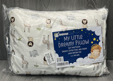 KeaBabies My Little Dreamy Toddler Bed Pillow Safari Lions White Organic Cotton