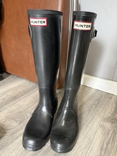 Hunter Original Tall Womens Black Waterproof Knee High Rubber Buckle Boot US 5