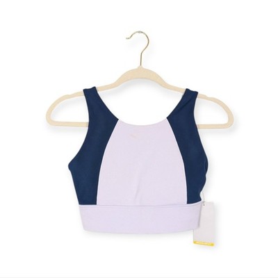 NWT ZELOS Women's Bra Blue & Lilac Color Block Medium Impact Sports Bra Size S