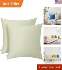 2 Pack Cotton Solid Decorative Throw Pillow Covers Beige 16x16 inch