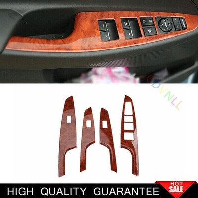 Fit For Hyundai Tucson 2015-2018 Red Wood Window Lift Panel Switch Cover Trim 4*