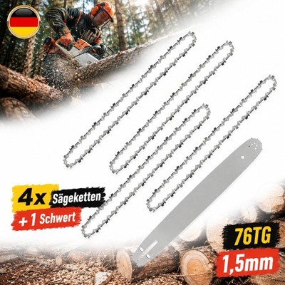 4PCS Sägeketten Schwert 50cm 0.325 1,5mm 76TG passend für Motorsägen Werkstatt