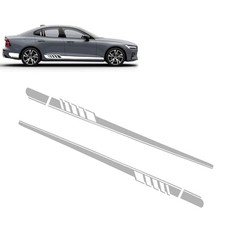 Car Side Skirt Decals, 88.58 x 4.52 Inch Racing Stripe Body 2 PCS White