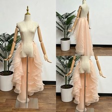 Wedding Detachable Train Organza Bridal Gown Overskirt Ruffles Removable Train