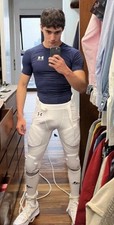 Pantalones de fútbol para hombre Under Armour blancos acolchados mallas de compresión pequeñas
