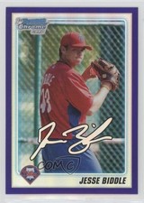 2010 Bowman Draft Chrome Picks Retail Purple Refractor Jesse Biddle #BDPP6 fm0