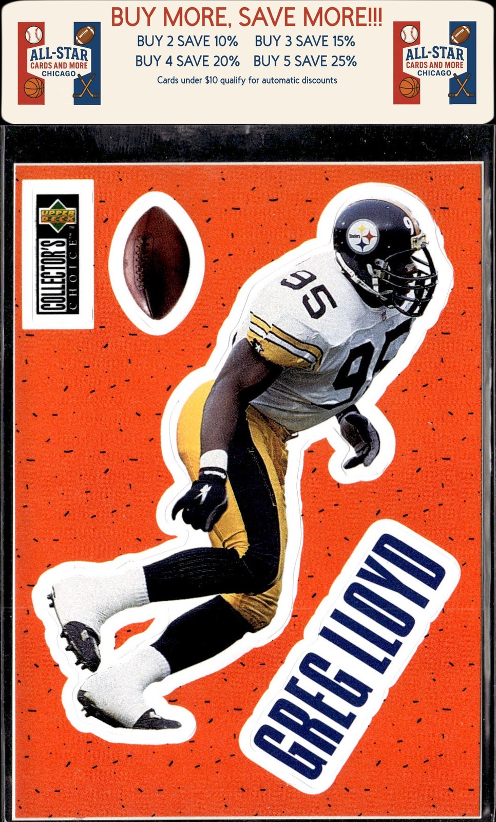 1996 Collector's Choice #S13 Greg Lloyd Play Action Stick-Ums Steelers