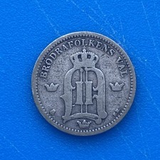 Schweden 25 &Ouml;re 1902 Oscar II Silber