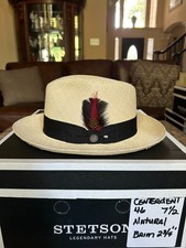 Stetson Centerdent 46 Panama Shantung Straw Natural 7 1/2 Panama Straw
