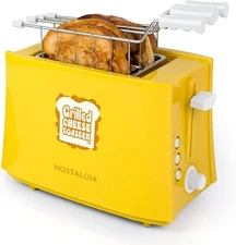 Nostalgia TCS2 Grilled Cheese Sandwich Toaster Yellow Easy-Clean Toaster Baskets