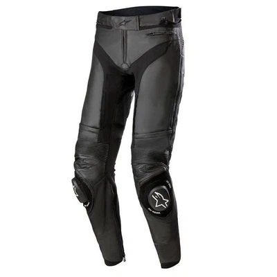 Pantalons Moto Alpinestars Missile V3 En Cuir - Longueur Standard - Noir/Noir - Photo 1/2