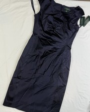 NWT Lauren Ralph Lauren Women's Satin Cocktail Dress Navy Color Sz 6 A060525