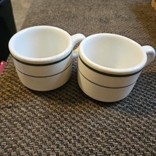 2 Vtg bistro coffee mugs rare made in USA ALLESHEMY CHINA 2.5"