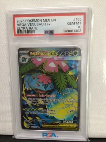 2025 POKEMON MEG EN MEGA VENUSAUR EX ULTRA RARE #155 PSA 10