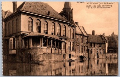 Bruges Belgium Quai du Rosaire Canal View Vintage Postcard J. Globe Publisher