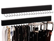 Tie Rack with 20 Hooks, 2-Pack Wall-Mounted Wooden Hangers for Neckties, Belt...