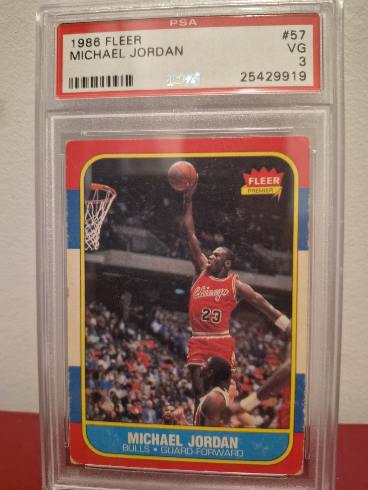 1986 Fleer #57 Michael Jordan RC Rookie PSA 3 VG view 2