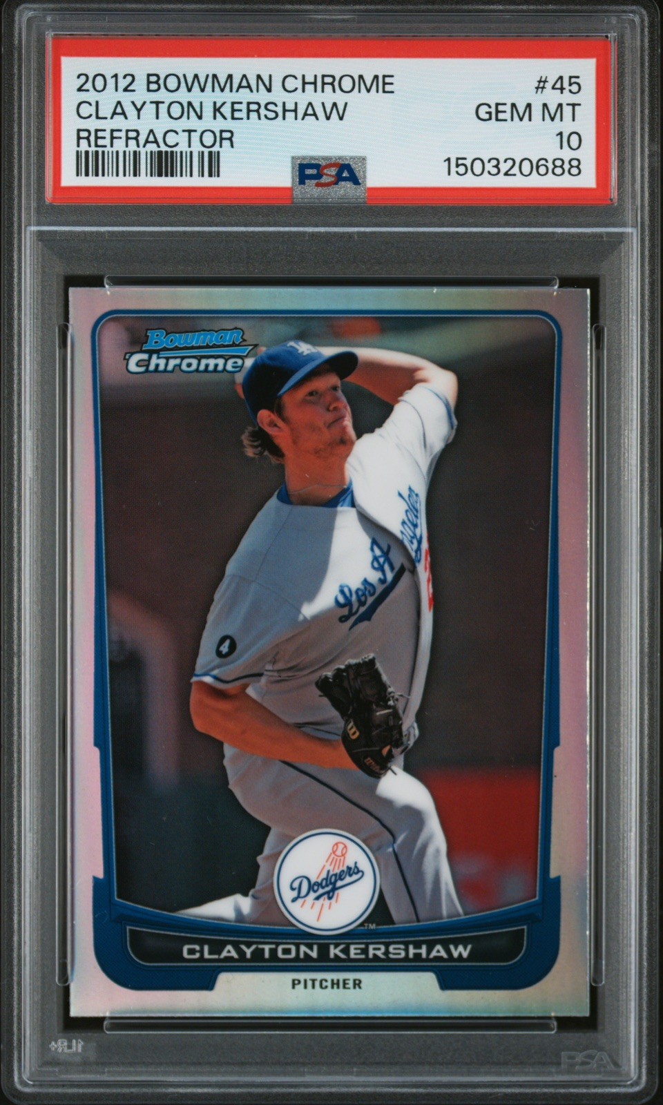 Clayton Kershaw 2012 Bowman Chrome Refractor PSA 10 Dodgers HOF