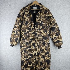 Vintage Samco Duck Camo Thinsulate Hunt Coveralls Full Leg Zip St Paul USA Large