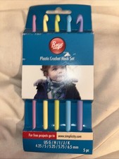 Boye Plastic Crochet Hook Set, 5 Pcs Sizes US G/ H/ I/ J/ K New Pastels NIB