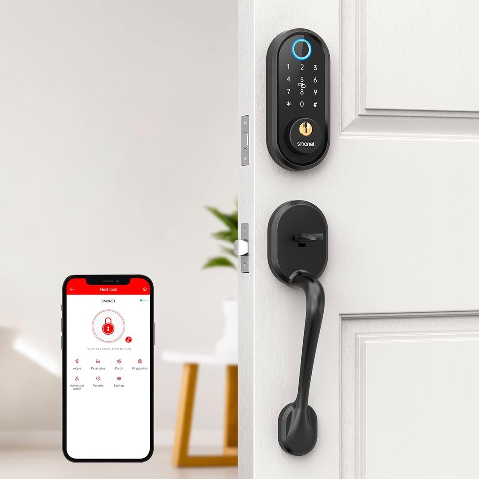 SMONET Smart Front Door Lock Handle Set Keyless Entry Digital Keypad ...